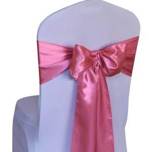 50 count | Coral Pink Satin Chair Sashes Wedding Party Dining Banquet Bows Ties